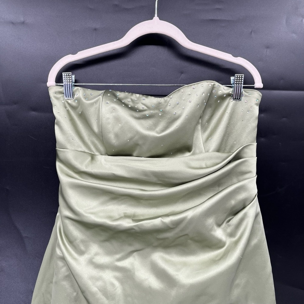 Vintage 90s y2k Sage Green Rinestone Strapless prom dress princess corset 13 14 - Picture 2 of 13
